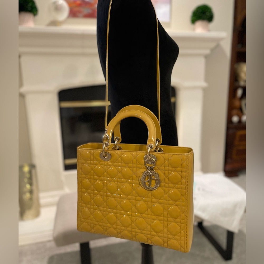 💛Christian Dior Cannage Lady Dior Large🤩🧡